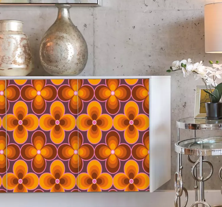 Retro bloemenmotief meubel sticker - TenStickers