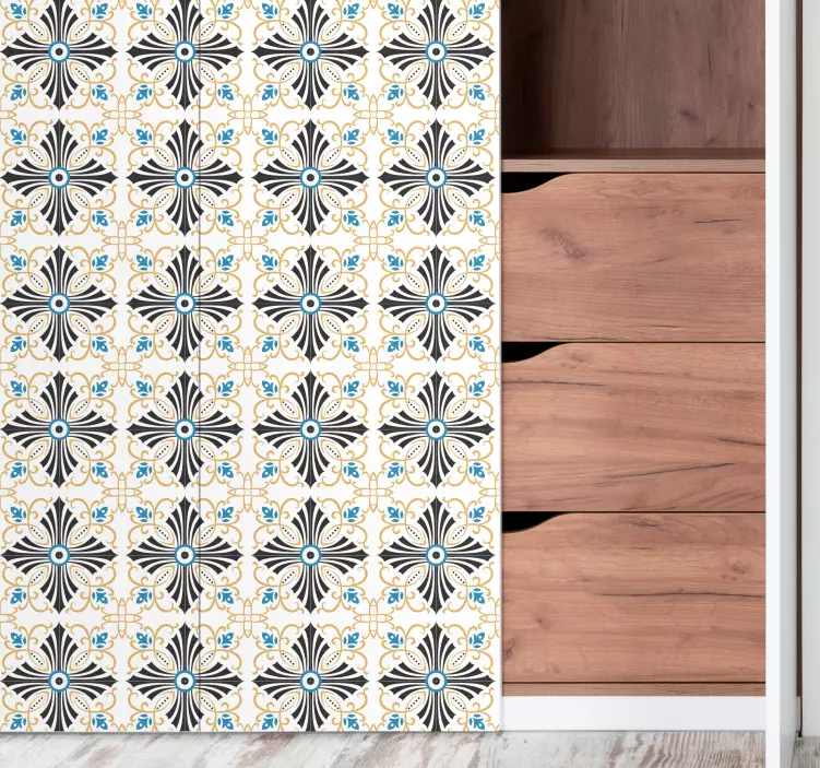Retro botanische tegels meubel sticker - TenStickers