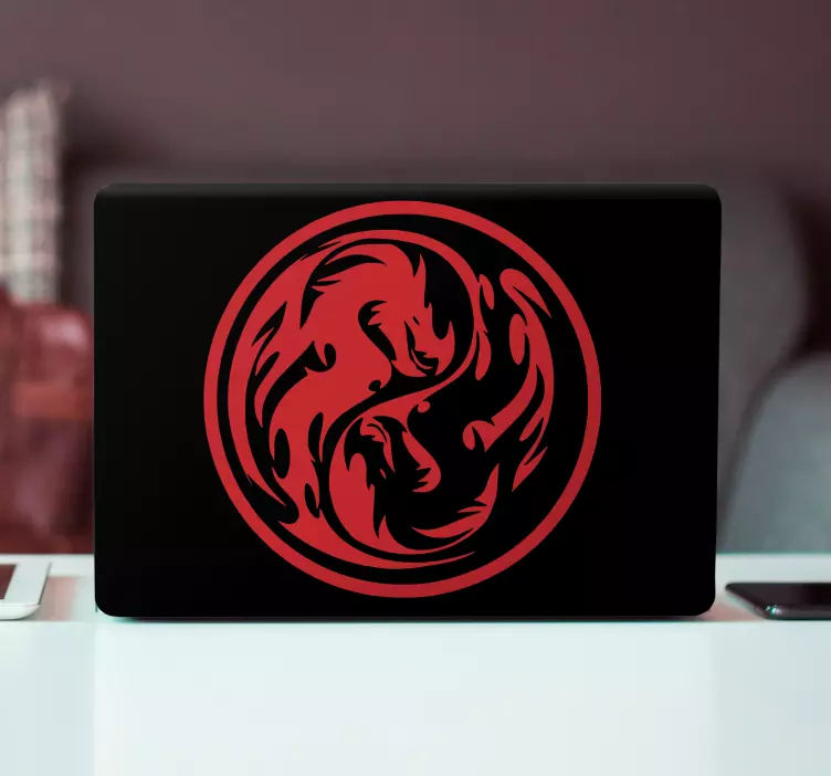 Rode draak embleem laptop sticker - TenStickers