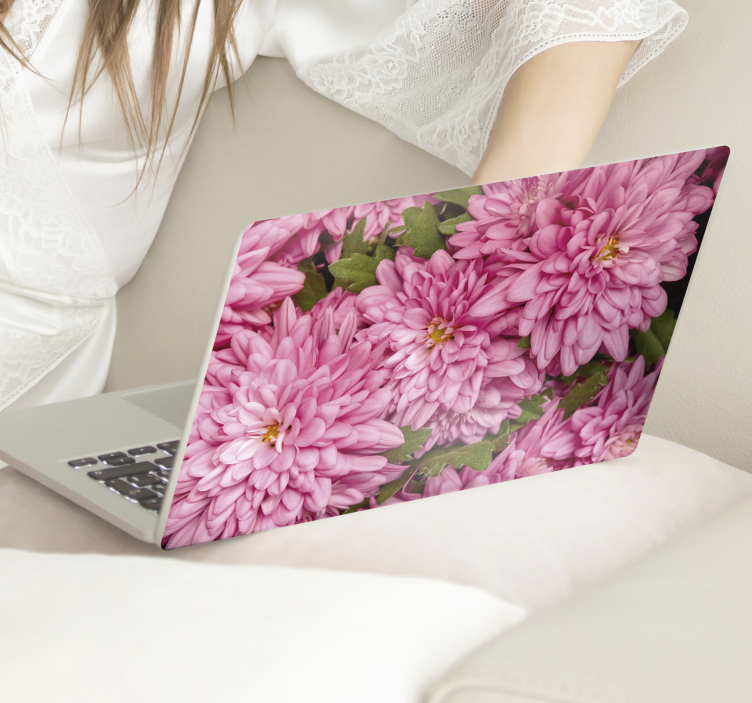 Roze lente bloemen zelfklevende laptopsticker - TenStickers