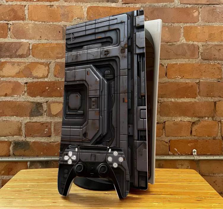 Ruimteschip metalen textuur PS5 sticker - TenStickers