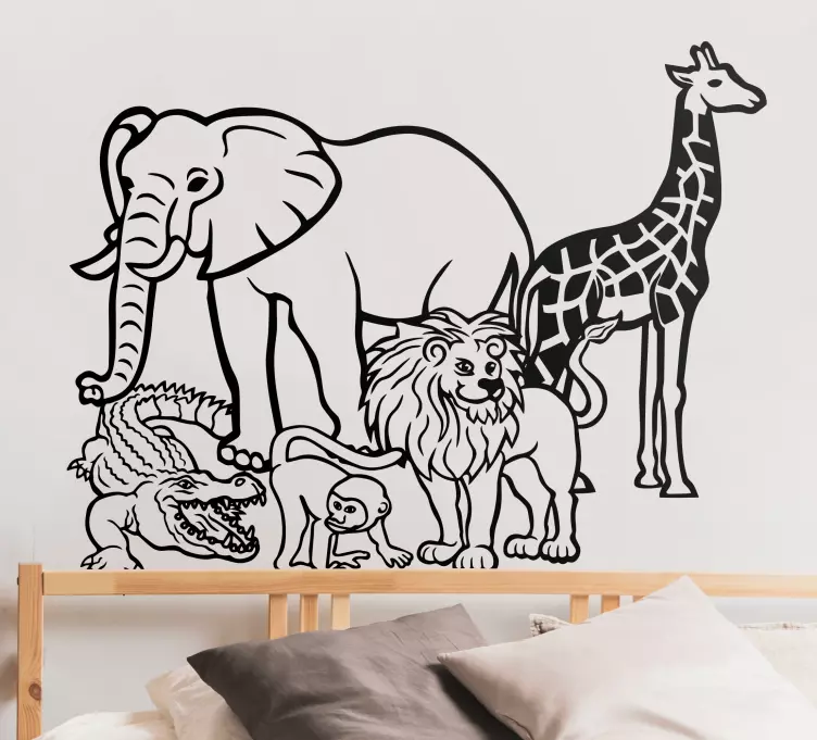 Safari dierenensemble muursticker wilde dieren - TenStickers
