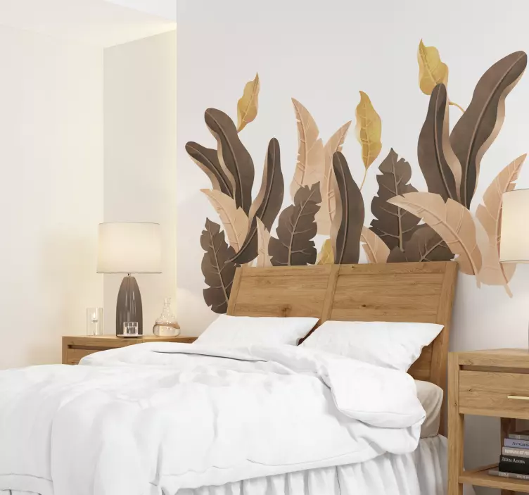 Savanne beige planten Muursticker slaapkamer - TenStickers