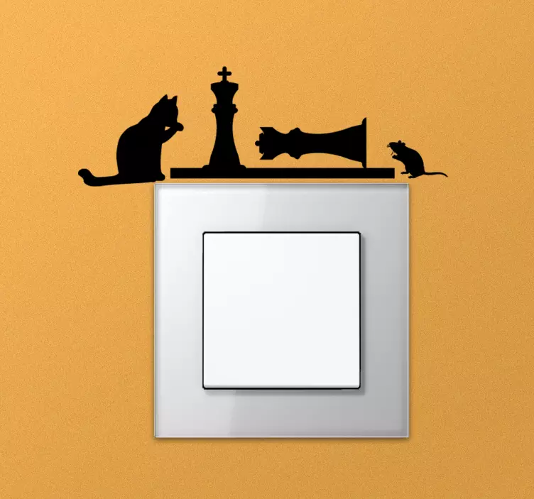 Schaakkattenscène sticker stopcontact - TenStickers