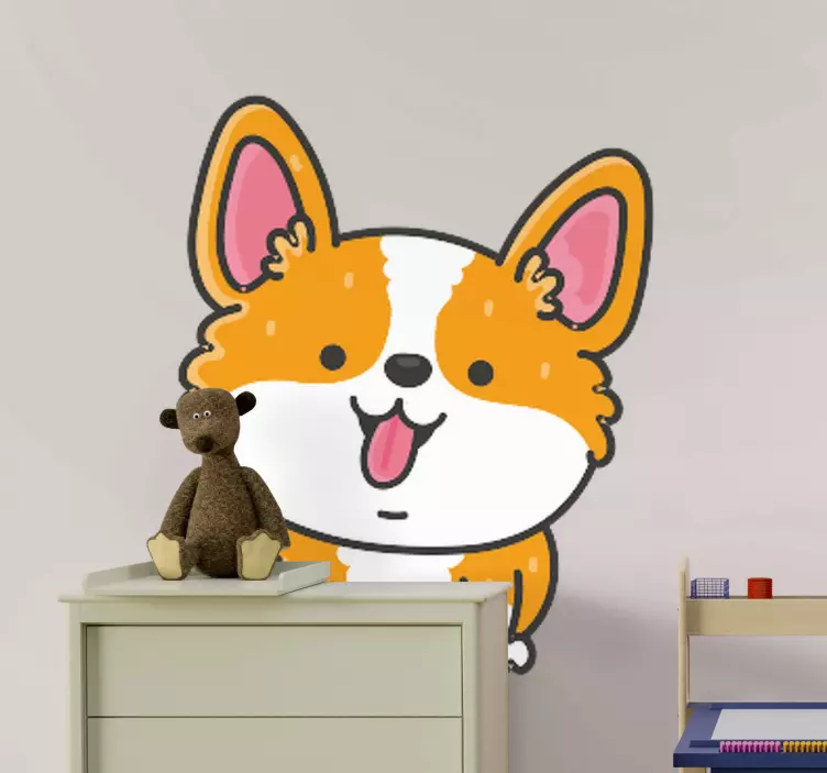Blije corgi Muursticker kat - TenStickers