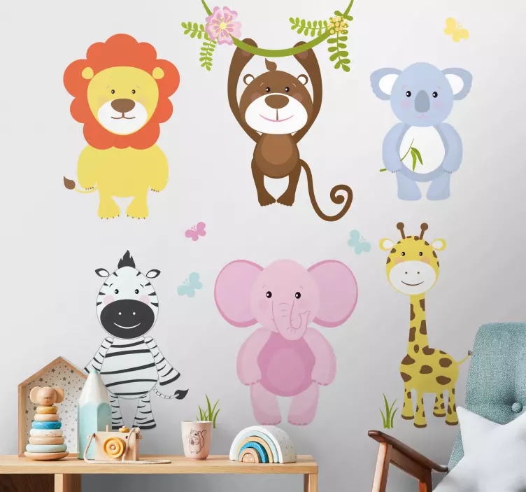 Schattige dierenvrienden muursticker kinderkamer - TenStickers