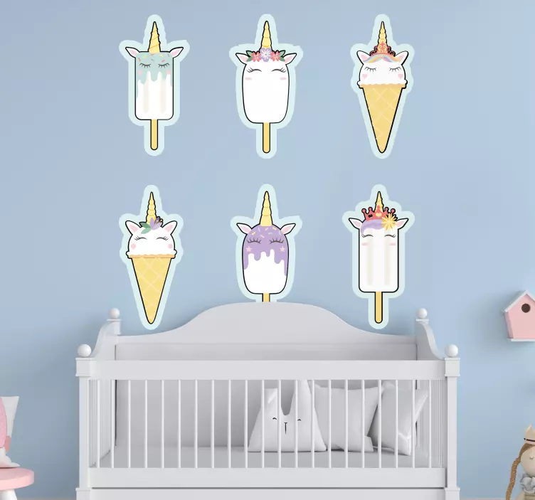 Ijs eenhoorns muursticker kinderkamer - TenStickers
