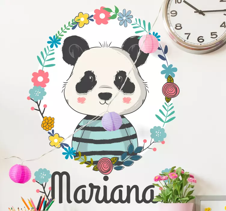Schattige panda-illustratie muursticker kinderkamer - TenStickers