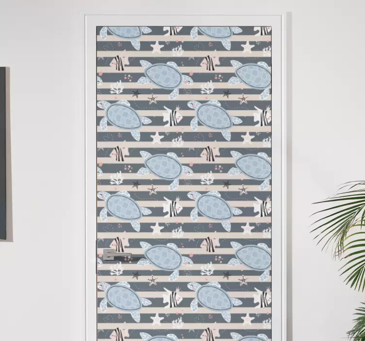 Schildpadpatroonontwerp deursticker - TenStickers