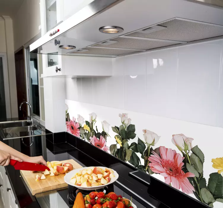 Sierrand keuken bloemen rand - TenStickers