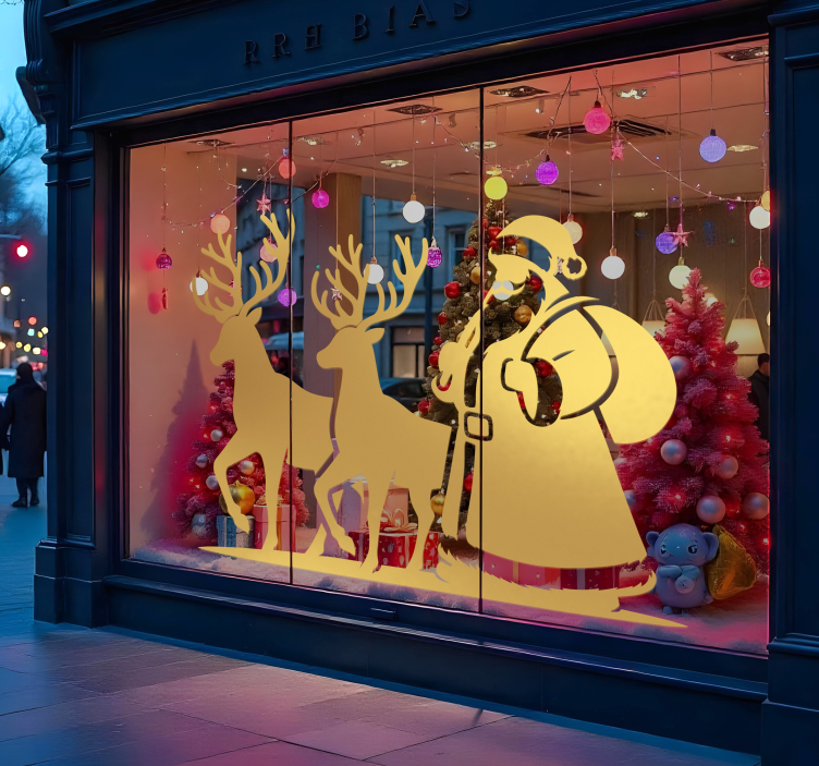 Silhouet van de kerstman kerst raamsticker - TenStickers