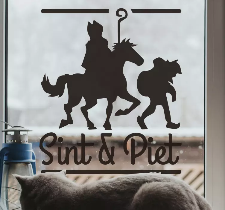 Sint en piet silhouet zelfklevende raamsticker - TenStickers