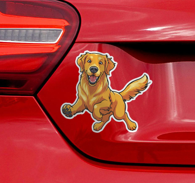 Speelse golden retriever autosticker - TenStickers