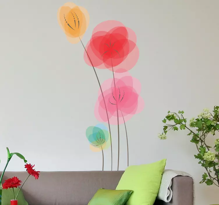 Sticker bloemen klaprozen kleuren - TenStickers
