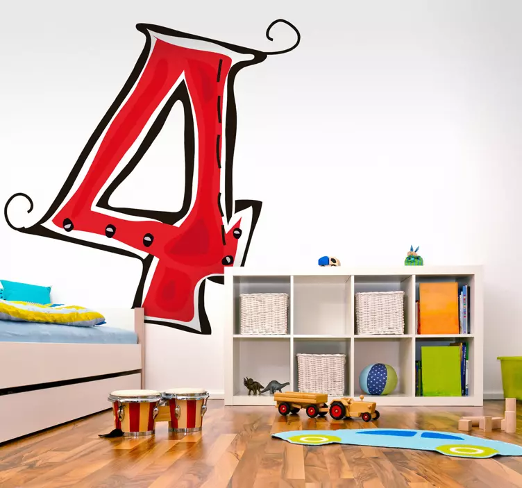 Sticker cijfer Vier - TenStickers