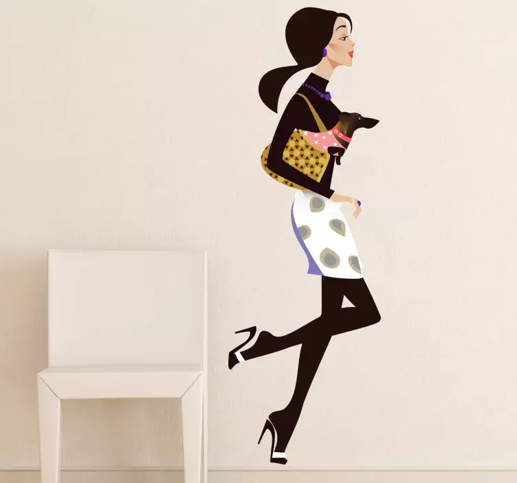 Sticker decoratie dame met hond - TenStickers