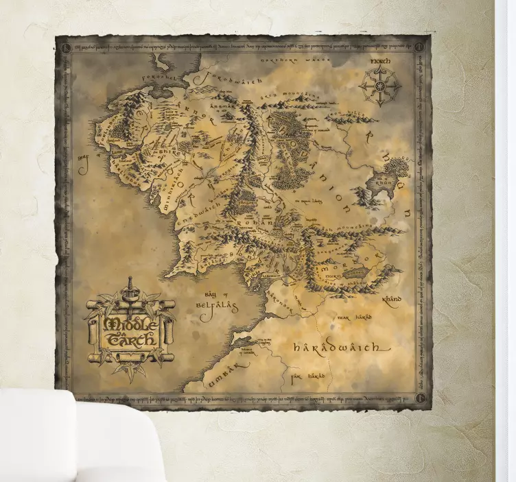 Sticker decoratie kaart Middle Earth - TenStickers