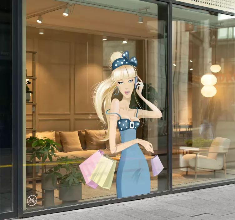 Sticker drukke dame shoppen - TenStickers