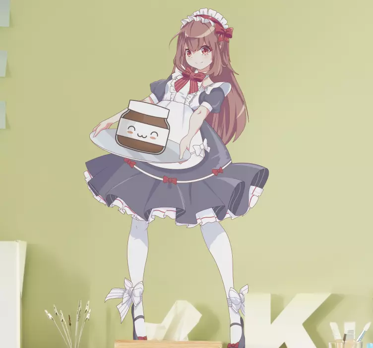 Sticker figuren schattige dienstmeid dienend - TenStickers