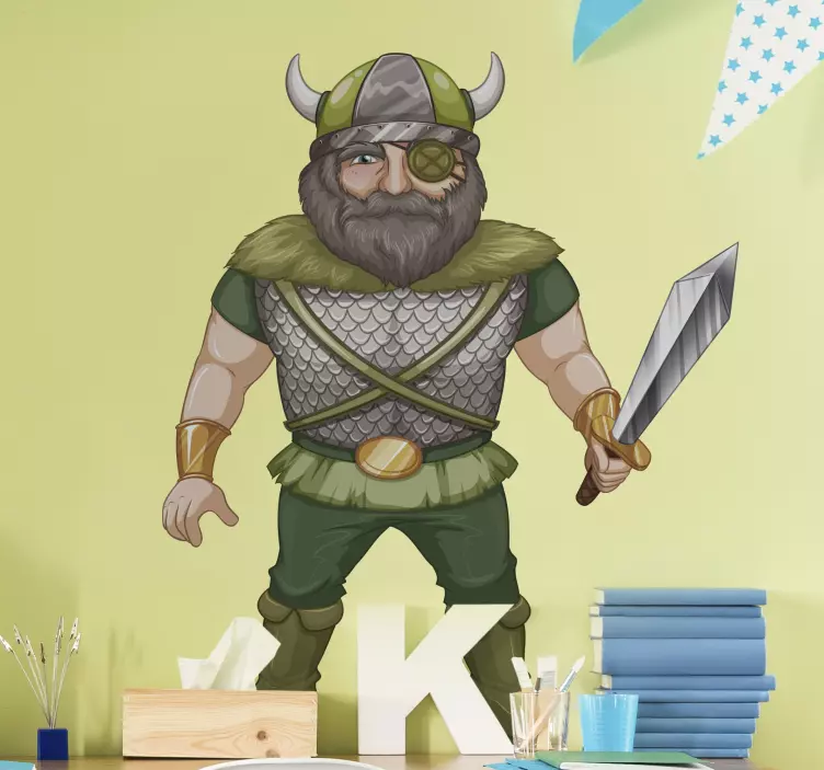 Sticker figuren viking krijger illustratie - TenStickers