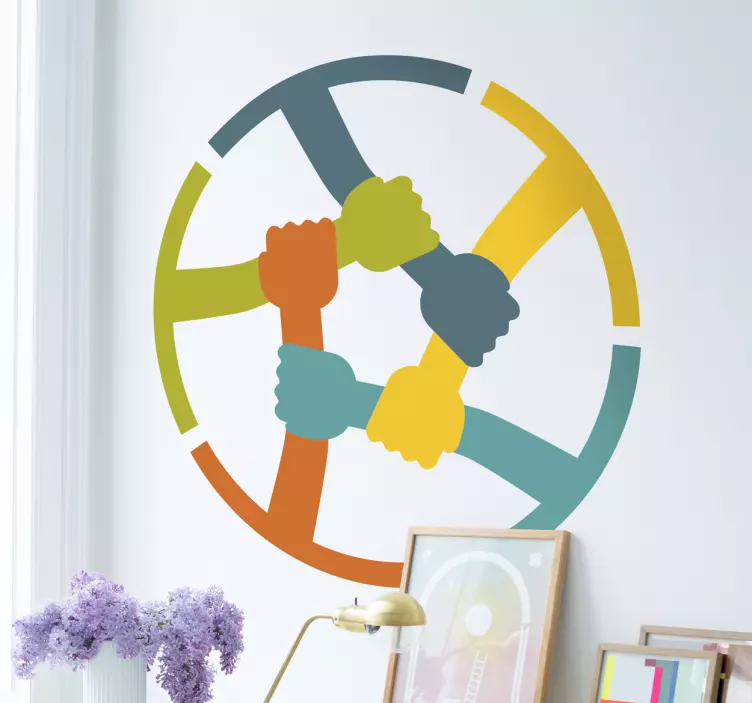 Sticker gekleurde handen solidariteit - TenStickers