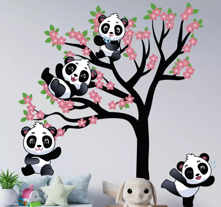 Sticker huisdier speelse panda figuren - TenStickers