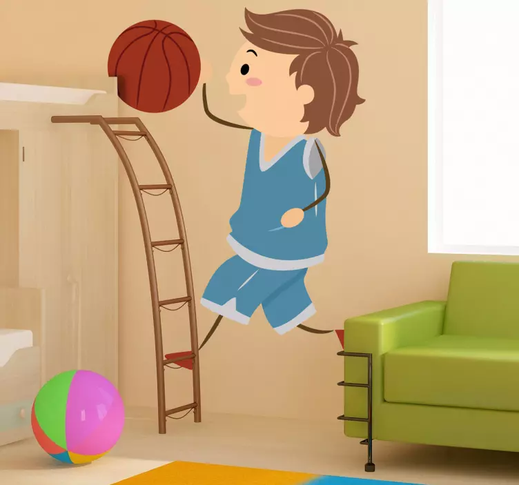 Sticker jongen dribbelen basket - TenStickers