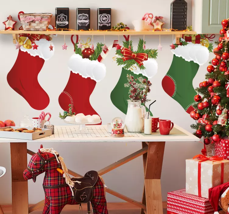 Sticker kerstmis sokken - TenStickers