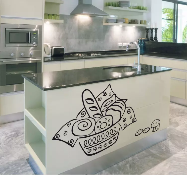 Muursticker keuken broodmand broodjes - TenStickers