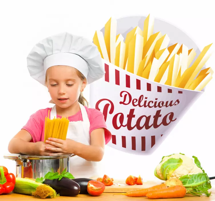 Sticker keuken pakje frieten - TenStickers