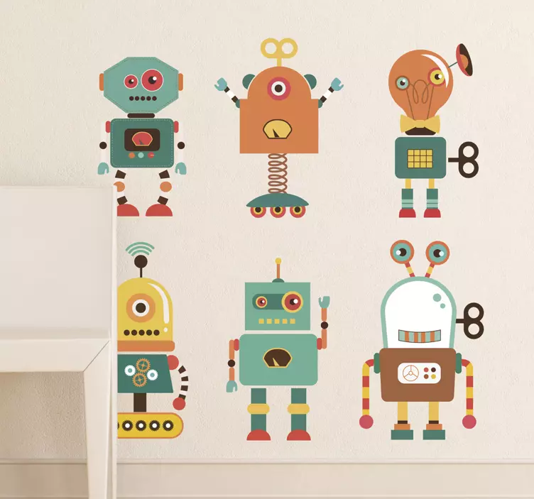 Sticker kind robots vrolijk - TenStickers