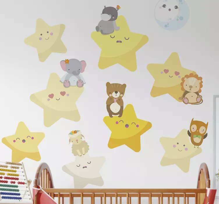 Sticker babykamer sterren en dieren - TenStickers