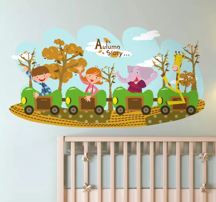 Sticker kinderkamer treintje kinderen dieren - TenStickers