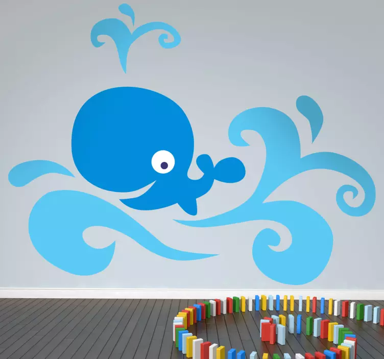 Sticker kinderkamer vrolijke walvis - TenStickers