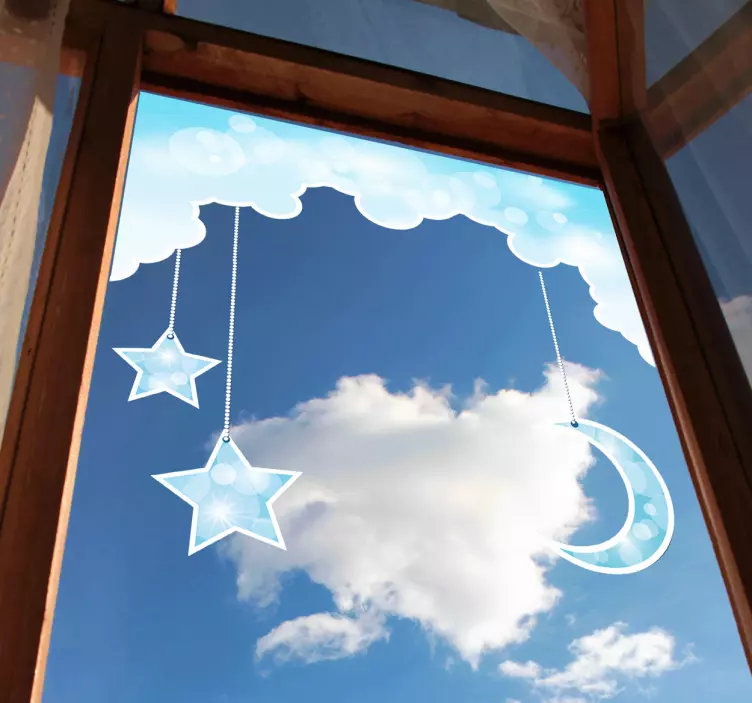 Sticker kinderkamer wolken maan en sterren - TenStickers