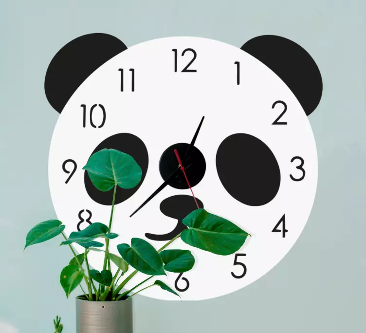 Sticker klok panda gezicht horloge - TenStickers