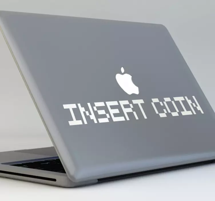 Sticker laptop tekst insert coin - TenStickers