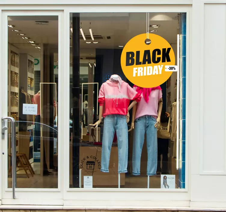 Sticker rond kortingskaartje black friday - TenStickers