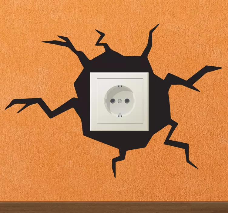 Muursticker woonkamer stopcontact gat in de muur - TenStickers