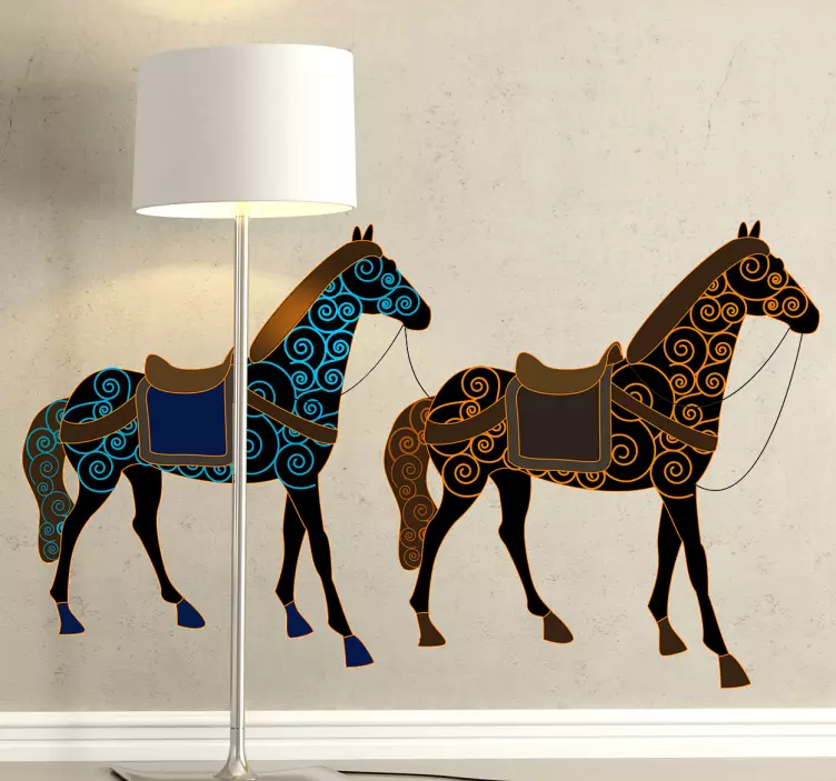 Sticker tekening twee paarden - TenStickers