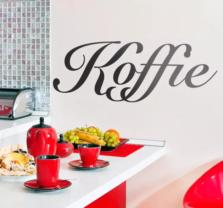 Muursticker keuken tekst koffie - TenStickers