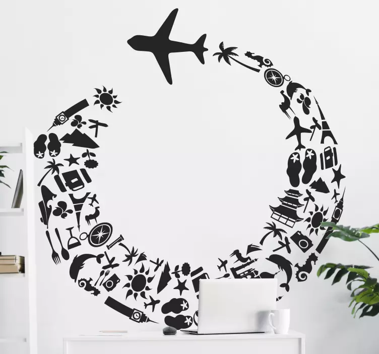 Sticker vliegtuig bezienswaardigheden - TenStickers