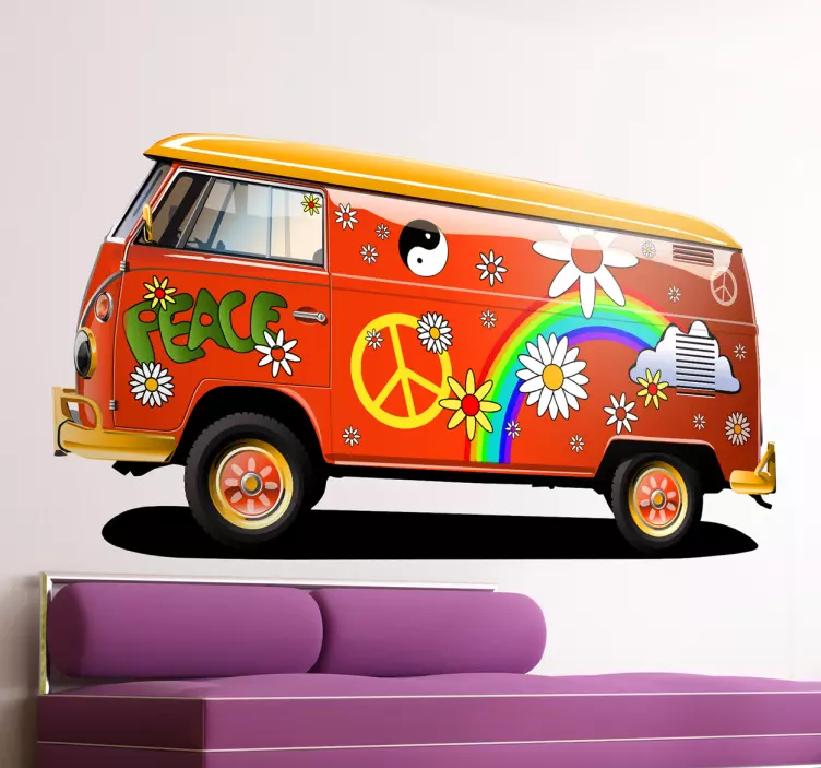 Sticker volkswagen T1 VW hippie bus - TenStickers