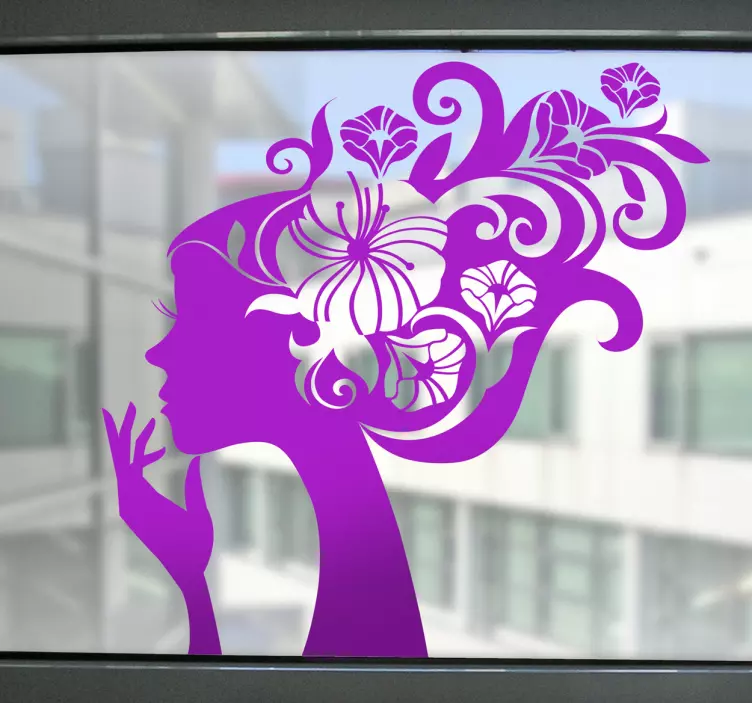 Sticker vrouw haren bloemen - TenStickers