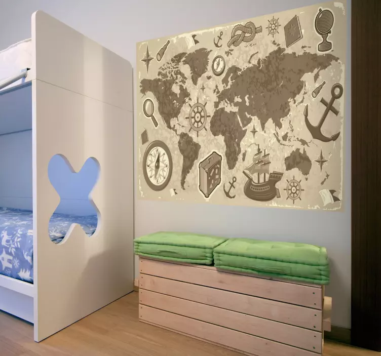 Sticker Wereldkaart kinderen - TenStickers