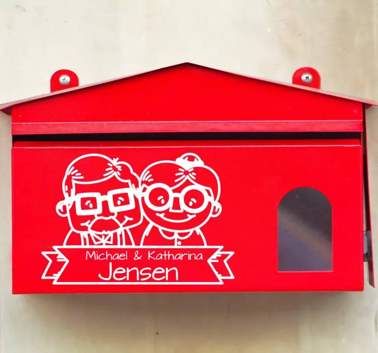 Stickers maken Brievenbus met oudere man en vrouw - TenStickers