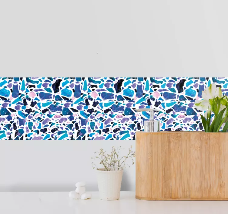 Tegelstickers badkamer blauw mozaïektegels ontwerp - TenStickers