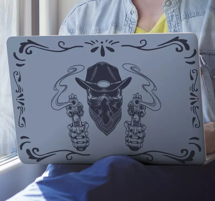 Laptop sticker Cowboyschedel en kudde - TenStickers
