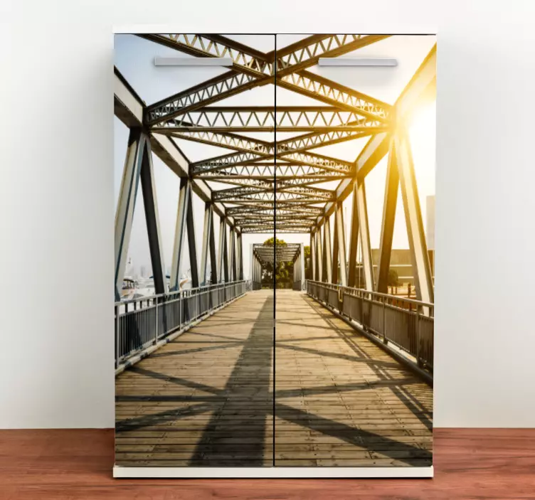 Meubelstickers Oude brug kledingkast 3d effect - TenStickers