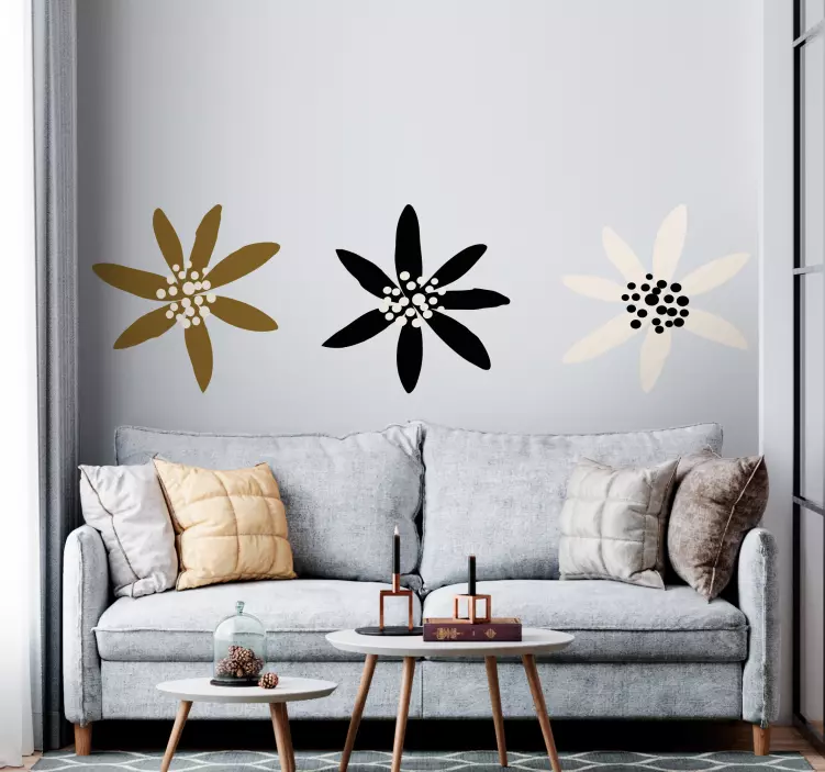 Abstracte stijlvolle bloemen woonkamer muursticker - TenStickers